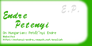 endre petenyi business card